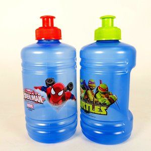 Kids Water Plastic Bottle Jug with Pull Top Spout - Spider & Ninja